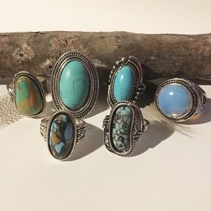 Bohemian Rings (Lot of 6) Costume Jewelry